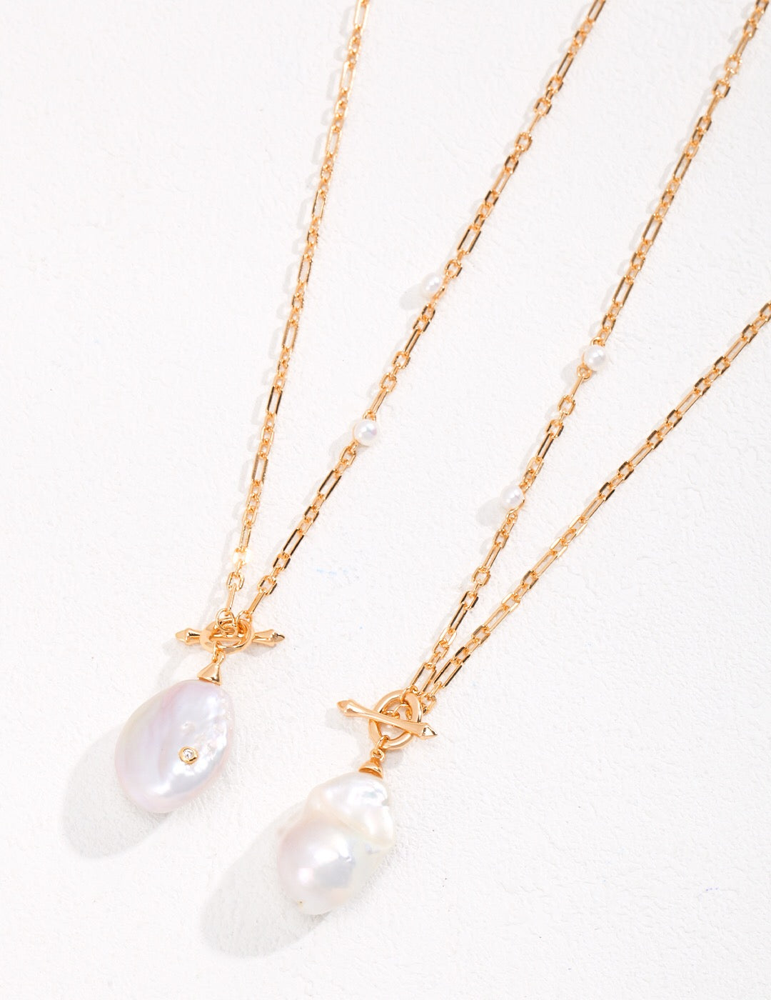 Unique Large Baroque Pearl Pendant With Gold Chain Necklace