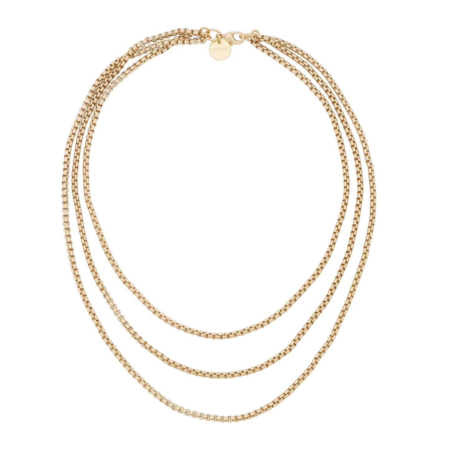 Triple Layer Thin Luciana Box Chain Necklace by Eklexic