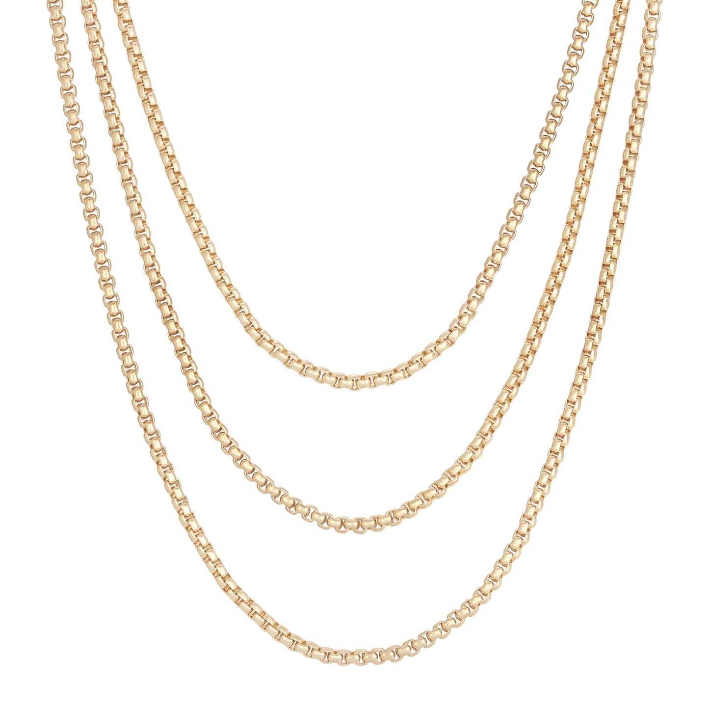 Triple Layer Thin Luciana Box Chain Necklace by Eklexic